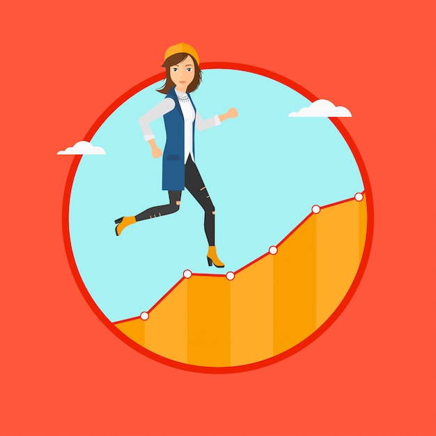 Download Business woman running upstairs. | Premium Vector