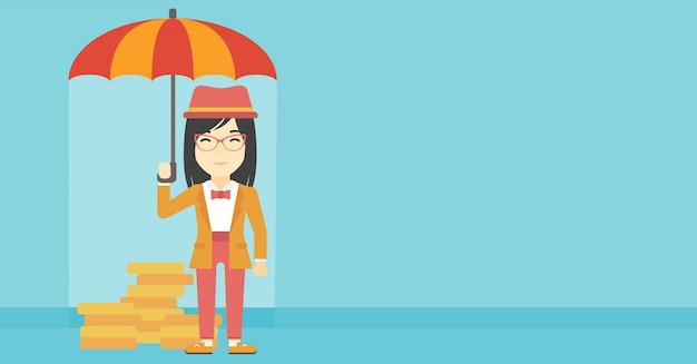 Download Free Business Woman With Umbrella Protecting Money Premium Vector Use our free logo maker to create a logo and build your brand. Put your logo on business cards, promotional products, or your website for brand visibility.
