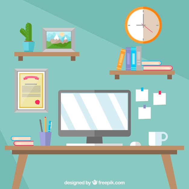 Free Vector | Business workspace with flat design