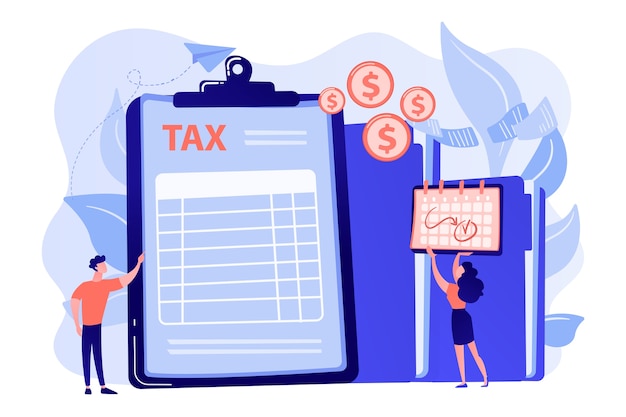 Free Vector | Businessman and accountant filling financial document form on  clipboard and payment date. tax form, income tax return, company tax  payment concept illustration
