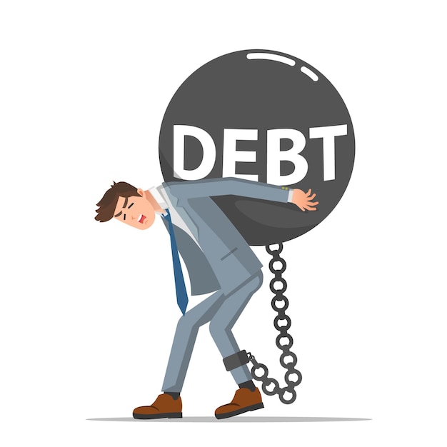 Premium Vector | Businessman Carries A Large Debt Burden