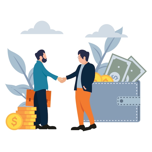 Premium Vector | Businessman deal shaking hands flat cartoon style