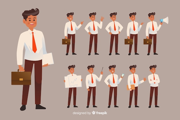 Businessman doing different actions | Free Vector