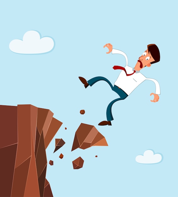 Premium Vector | Businessman falling from the side of cliff