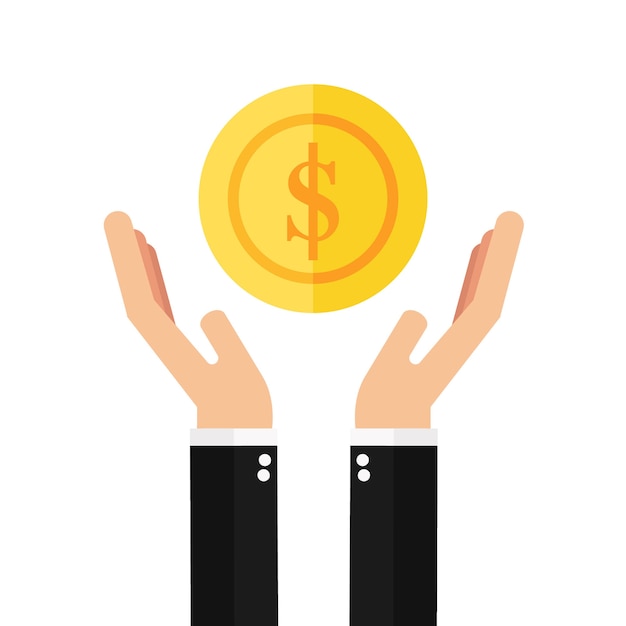 Premium Vector Businessman Hands Holding Coin