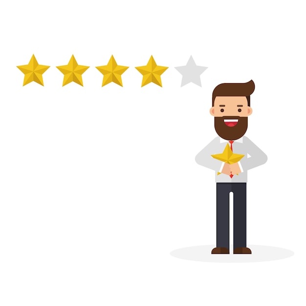 Premium Vector | Businessman holding a gold star in hand