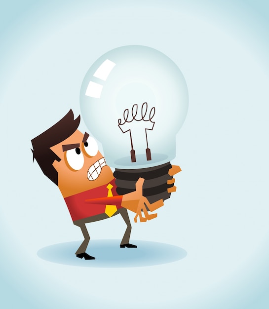 Premium Vector Businessman Holding A Light Bulb