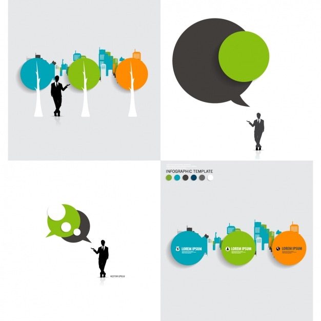 Businessman infographic with speech\
bubble
