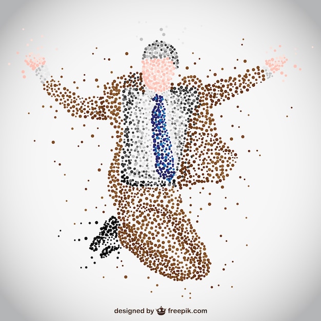Businessman jumping made of dots