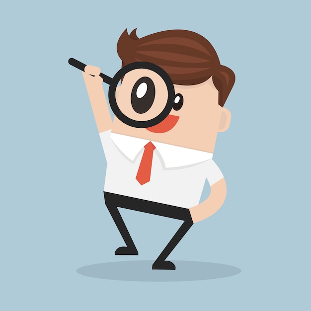 Premium Vector | Businessman looking through a magnifying glass.