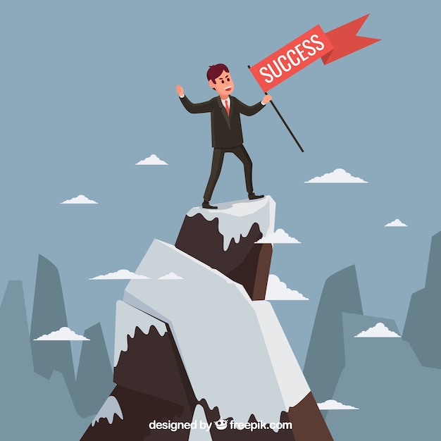 Businessman on top of the mountain Vector | Free Download