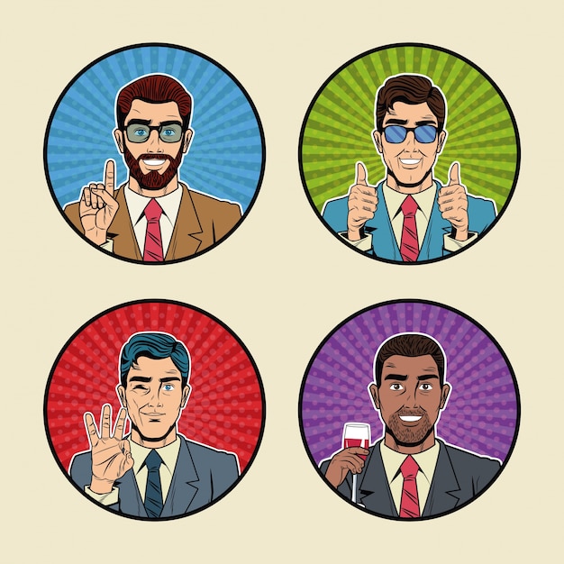 Premium Vector | Businessman pop art icons