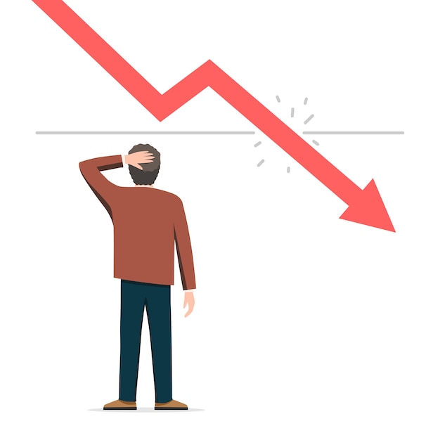 Businessman and recession chart Premium Vector