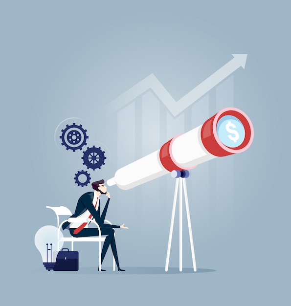 Premium Vector | Businessman searching smart vision for good future ...