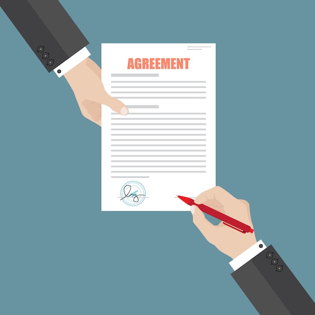 Premium Vector Businessman sign agreement paper document