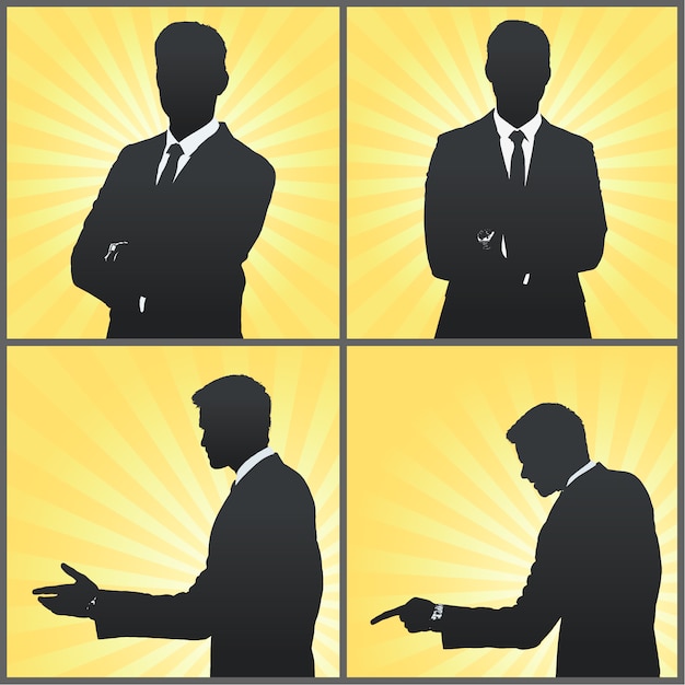 Businessman silhouette on yellow\
background