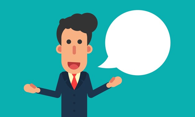 Premium Vector | Businessman speak on bubble speech