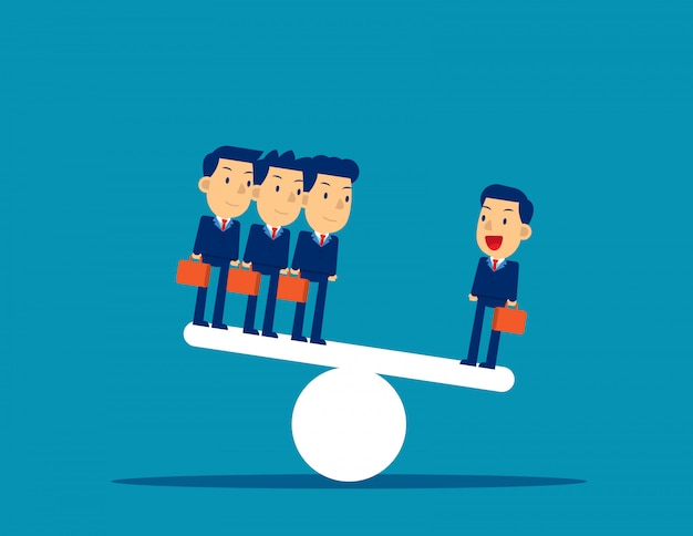 Premium Vector | Businessman team on seesaw.