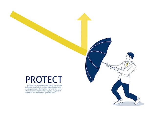 Download Free Businessman Use Umbrella To Protecting Arrow Down Premium Vector Use our free logo maker to create a logo and build your brand. Put your logo on business cards, promotional products, or your website for brand visibility.