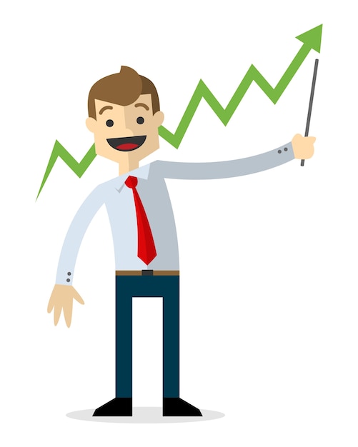 Premium Vector | Businessman with line chart up