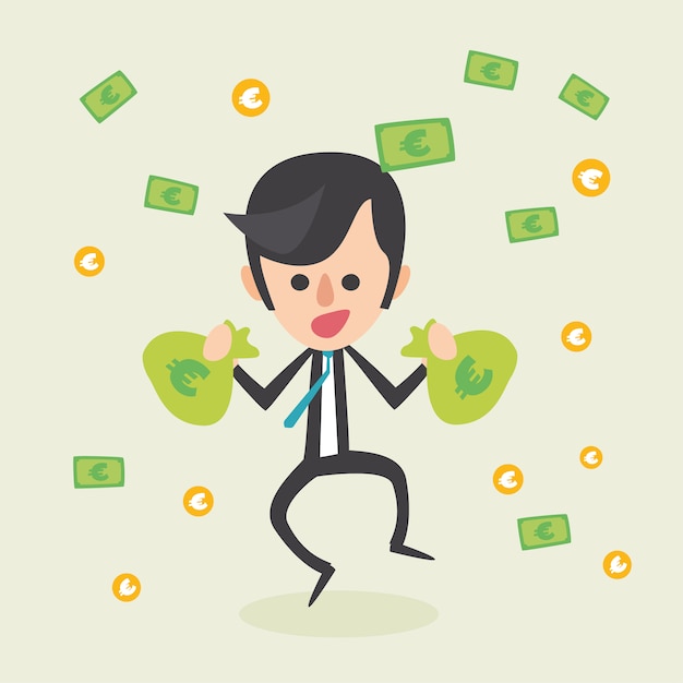 Businessman with money bags background