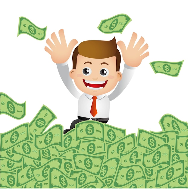 Premium Vector | Businessman with money cash.