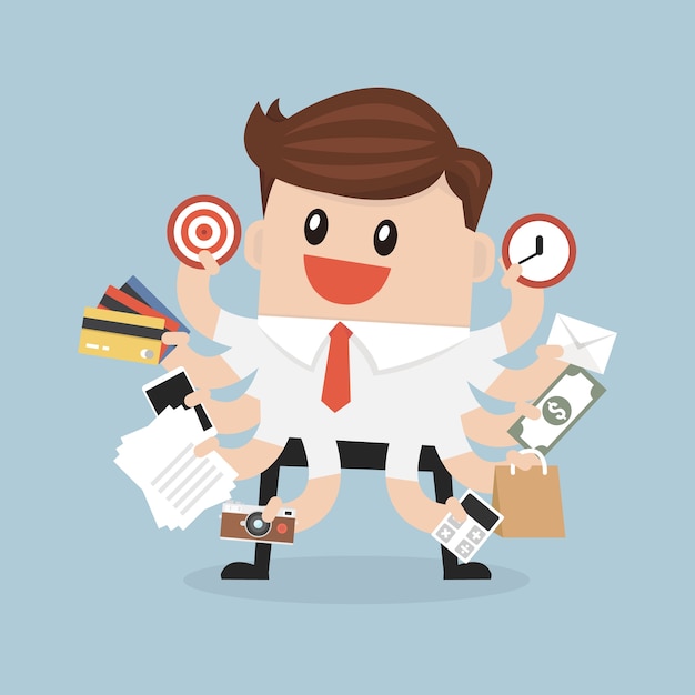 Premium Vector Businessman With Multitasking And Multi Skill Vector