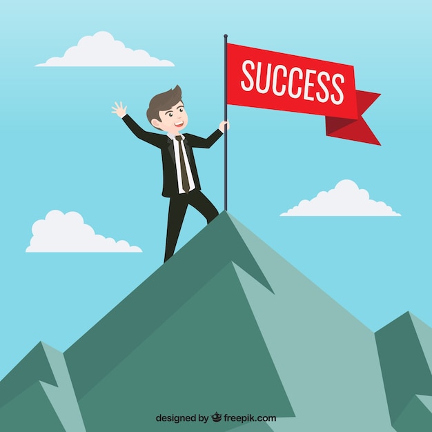 Businessman with red flag of success Vector | Free Download