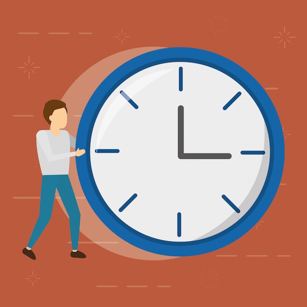 Businessman with round clock,, flat style Free Vector