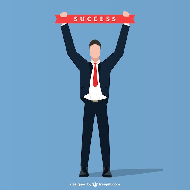 Free Vector Businessman with success  ribbon