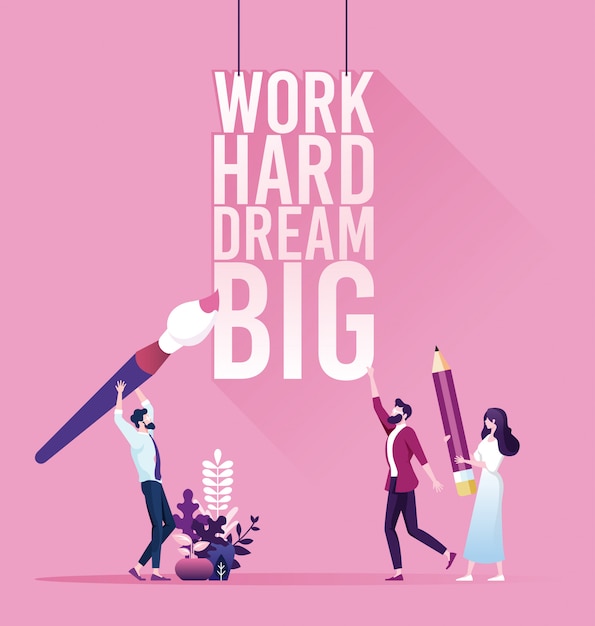 Download Businessman with text work hard dream big | Premium Vector