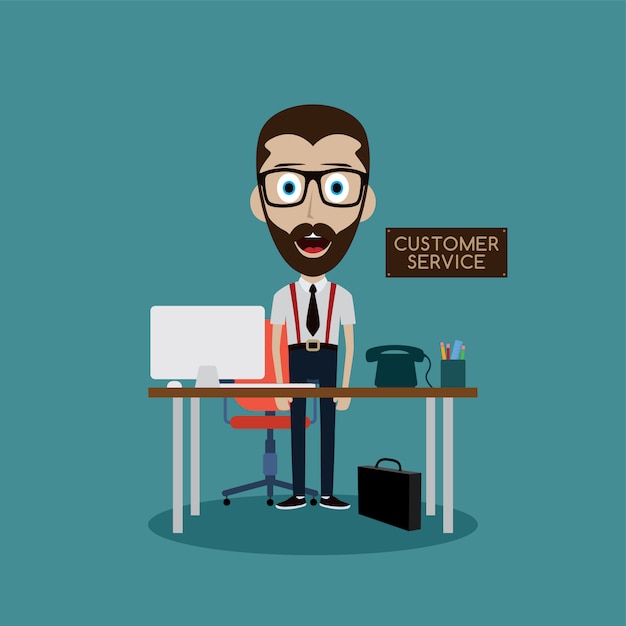 Premium Vector Businessman working behind office desk vector art