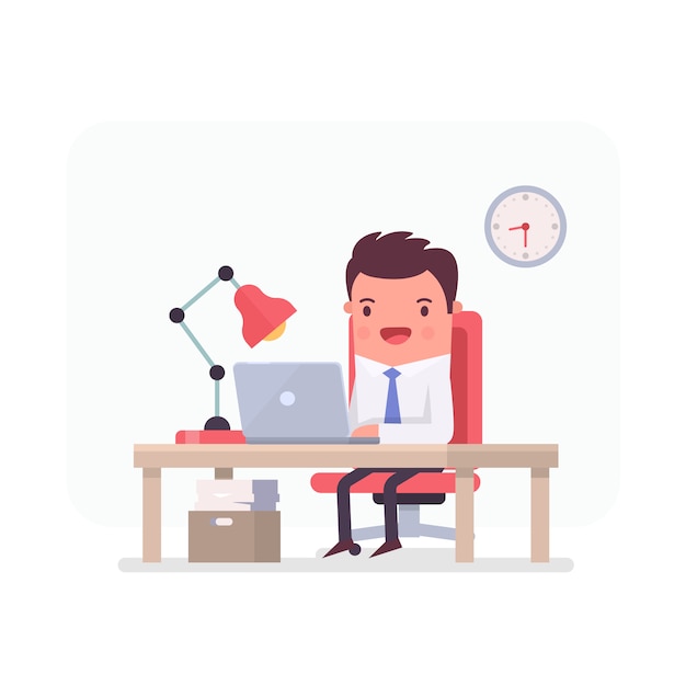 Businessman working in an office Free Vector