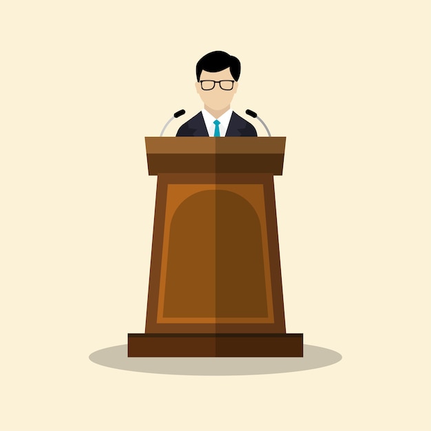 Premium Vector | Businessmen with podium flat graphic design