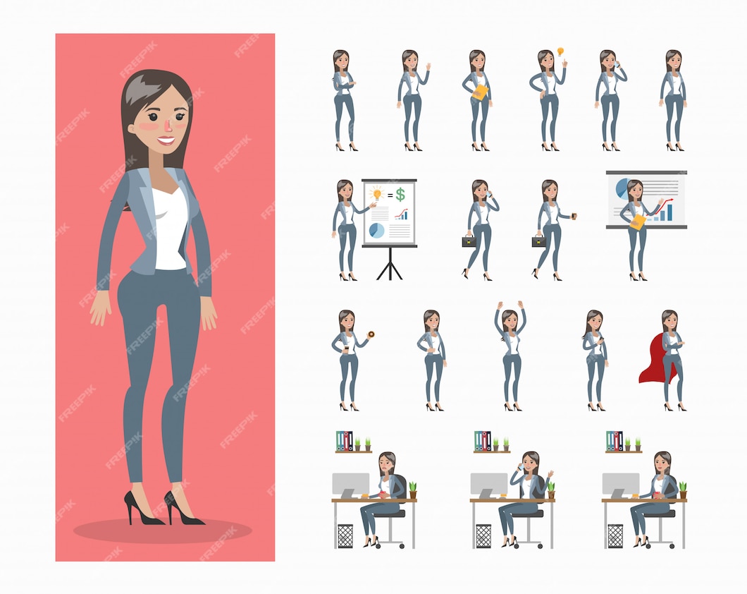 Premium Vector Businesswoman Character Set 5496