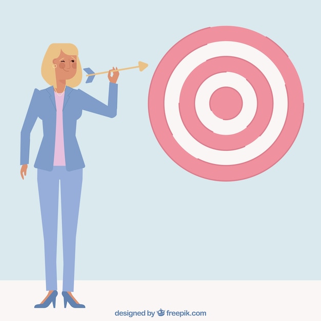 Businesswoman character shooting an
arrow