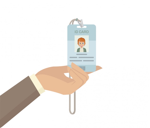 Businesswoman holding her id card. | Premium Vector