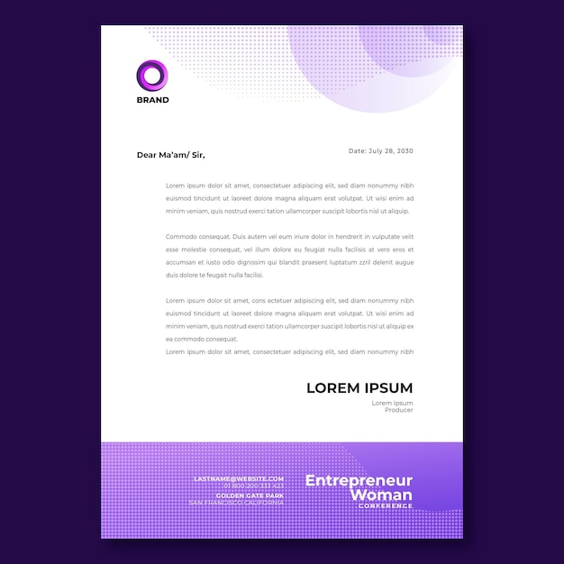 Businesswoman letterhead template Premium Vector