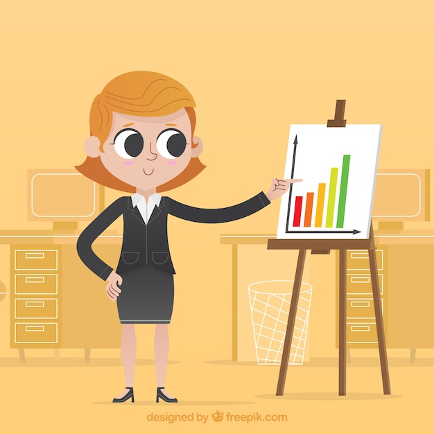 Businesswoman pointing at a graph