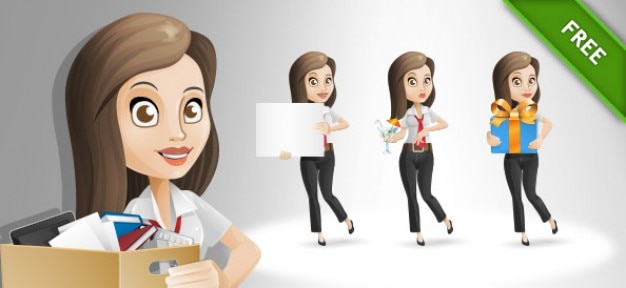 Businesswoman posing cartoon vector set