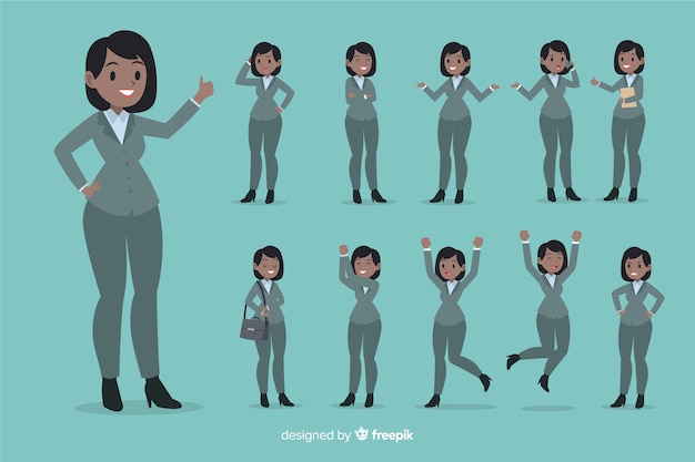 Businesswoman set with different
postures