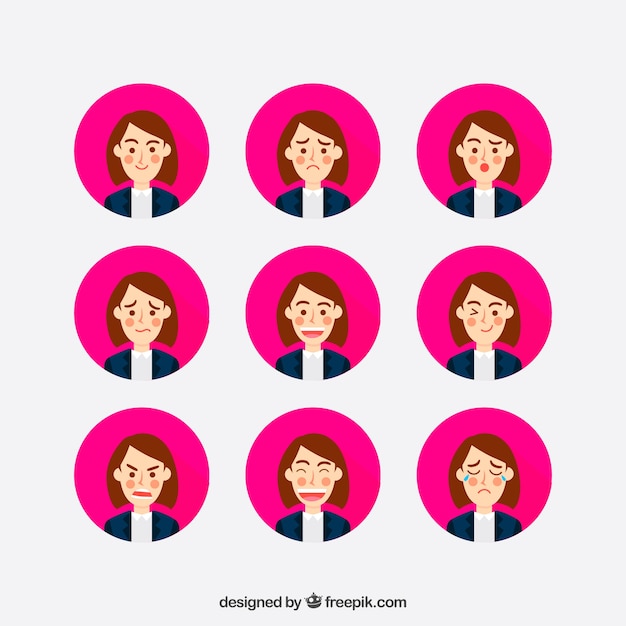 Businesswoman with facial expressions