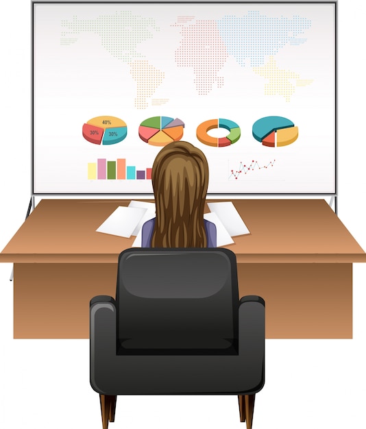 Businesswoman working at the desk
illustration