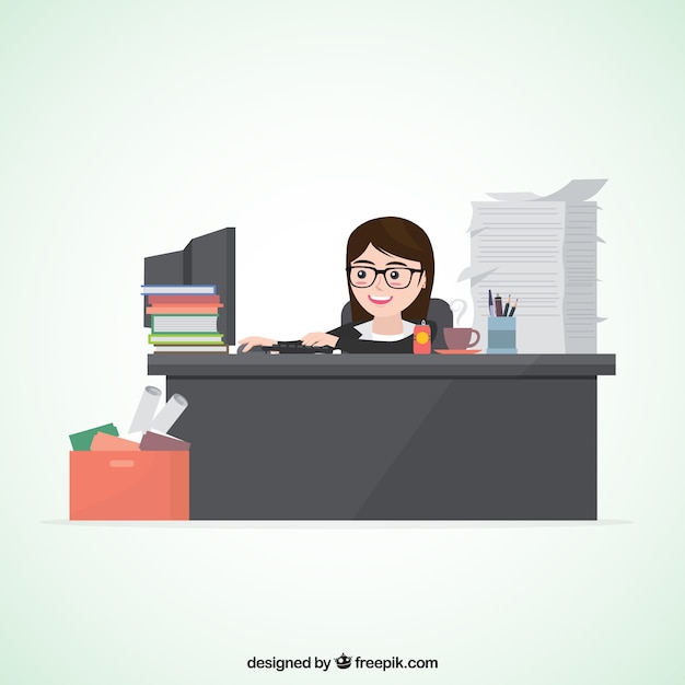Busy business woman character