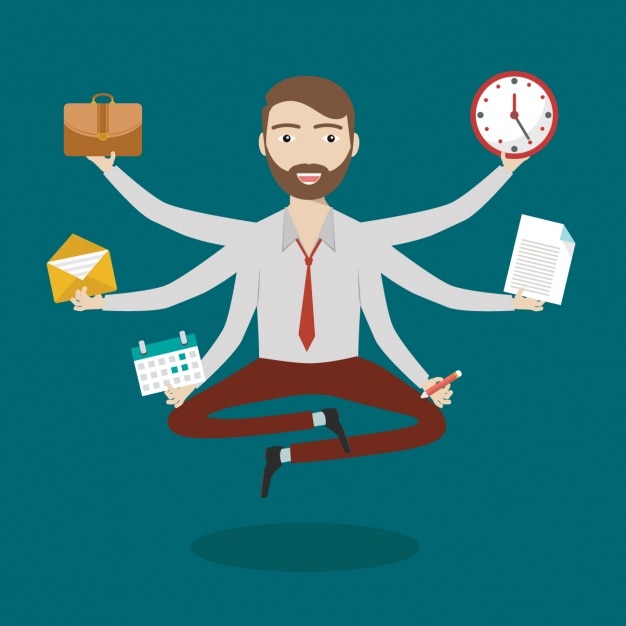 Busy man at work design Free Vector