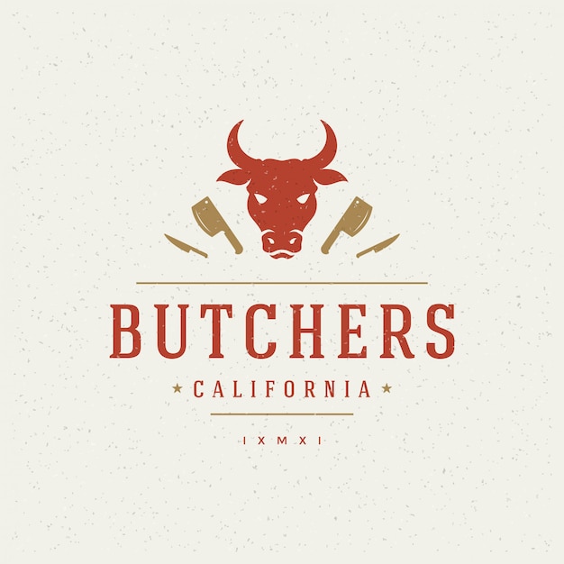 Download Premium Vector | Butcher shop design element in vintage style for logotype