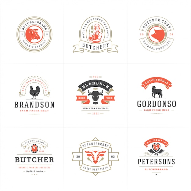 Download Free Butcher Shop Logos Set Vector Illustration Good For Farm Or Use our free logo maker to create a logo and build your brand. Put your logo on business cards, promotional products, or your website for brand visibility.