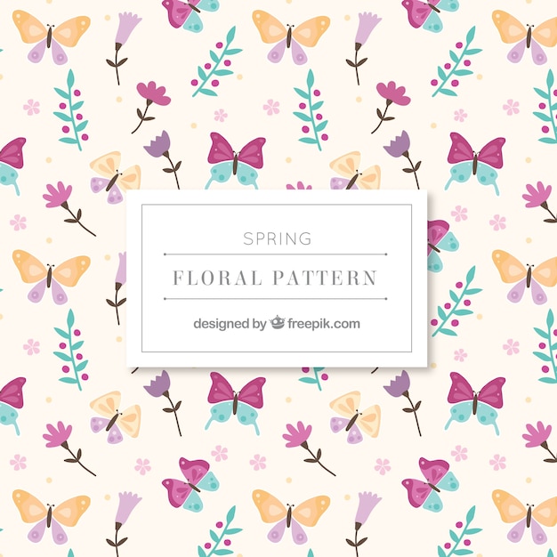 Butterflies and flowers spring pattern