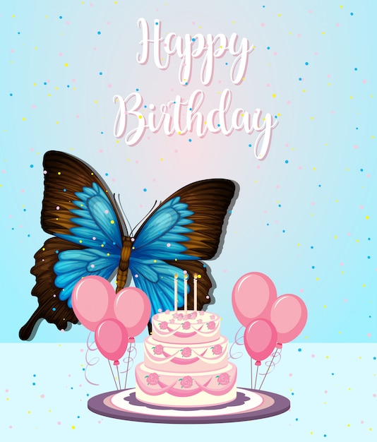 Download Butterfly on birthday frame | Premium Vector