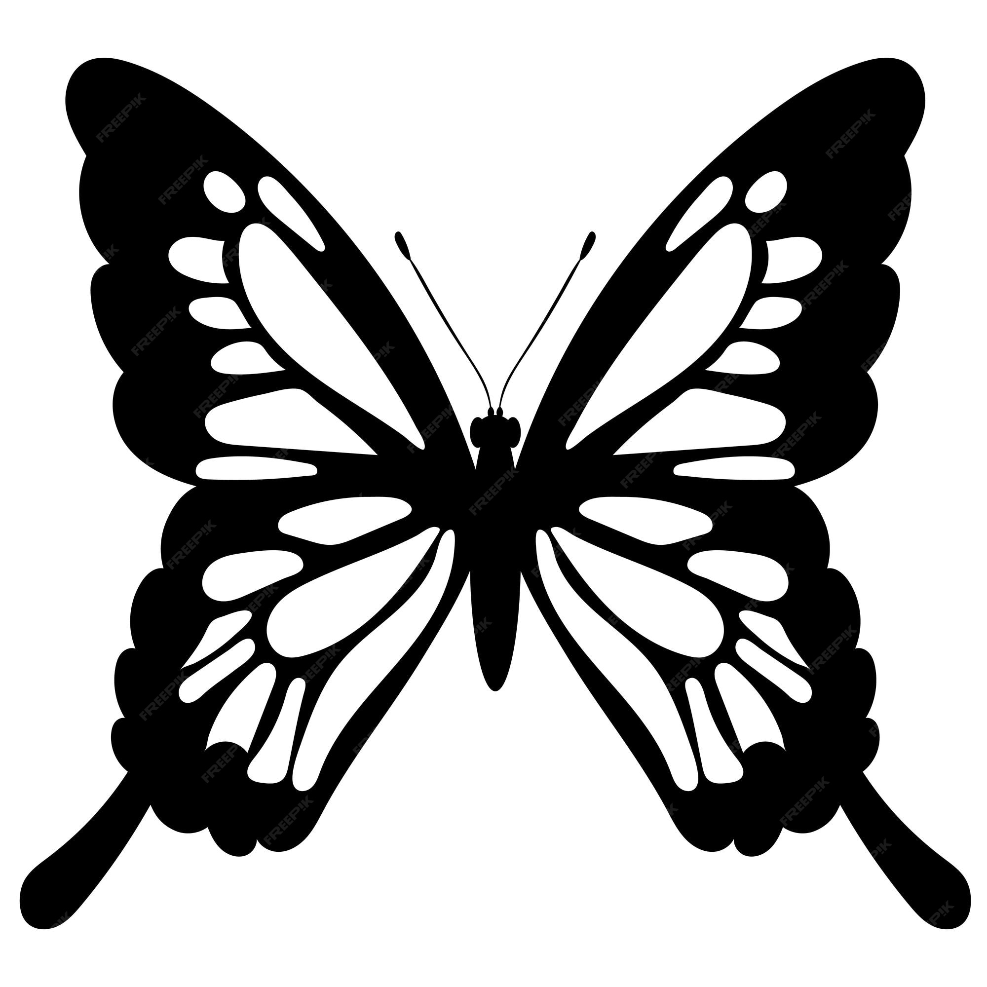 Premium Vector Butterfly Black And White Silhouette On A White Background Vector 4160